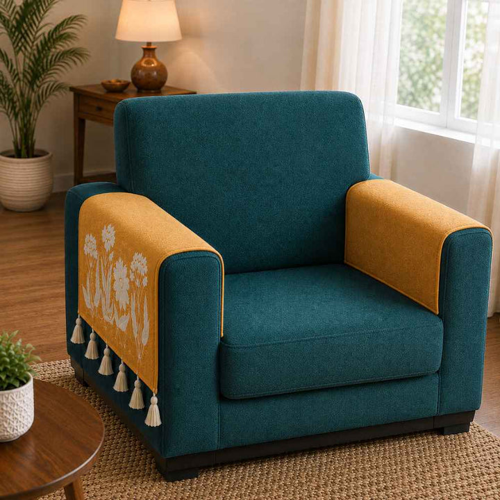 Jute Look Cotton Sofa Cover jute sofa cover Great Happy IN Sarson Hand Rest Cover - 2 PCS 