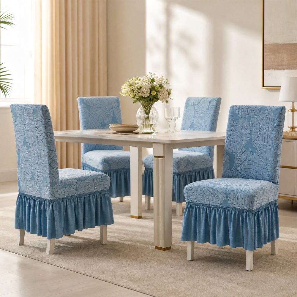 Jacquard Frill Chair Cover — Stretchable, Elastic Fit for Dining Chairs jacquard chair cover Great Happy IN 