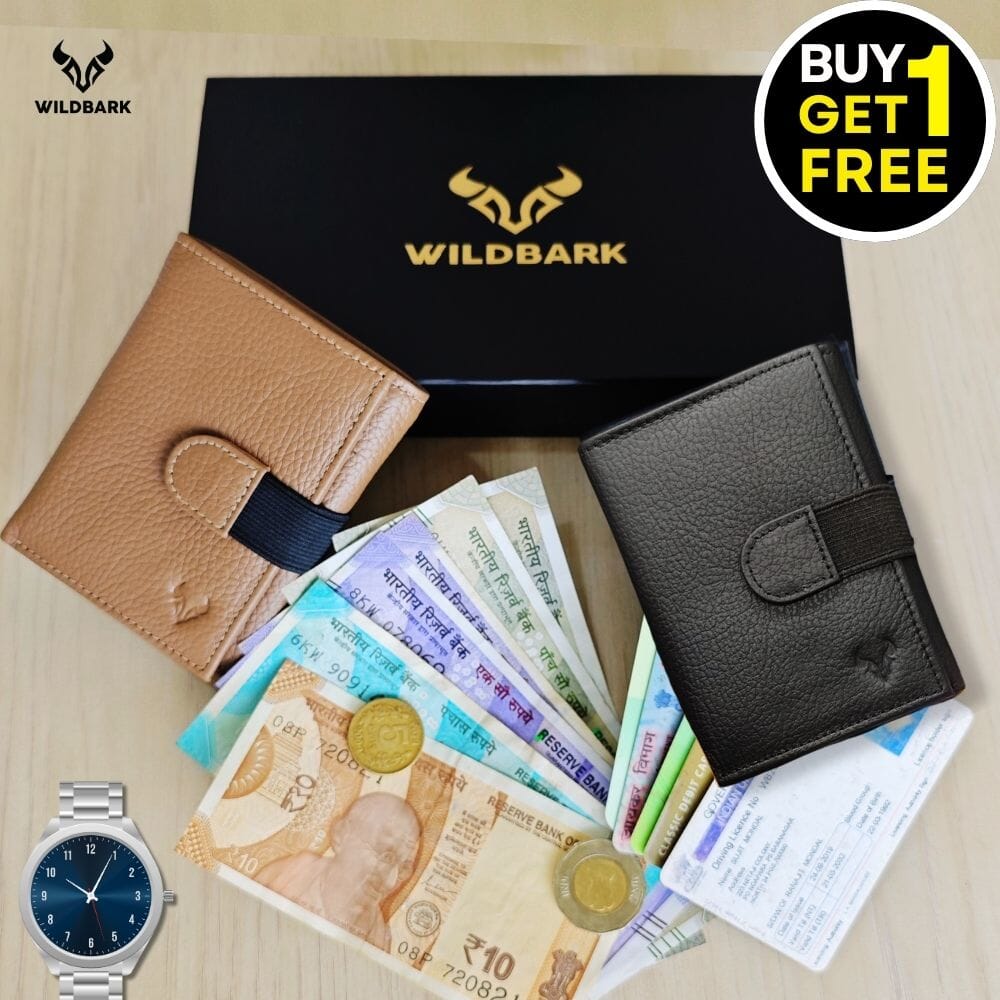 Wildbark Men's Leather Wallet - Slim & RFID Blocking Anti-Theft ( Buy 1 Get 1 Free ) Leather Wallet Great Happy IN 