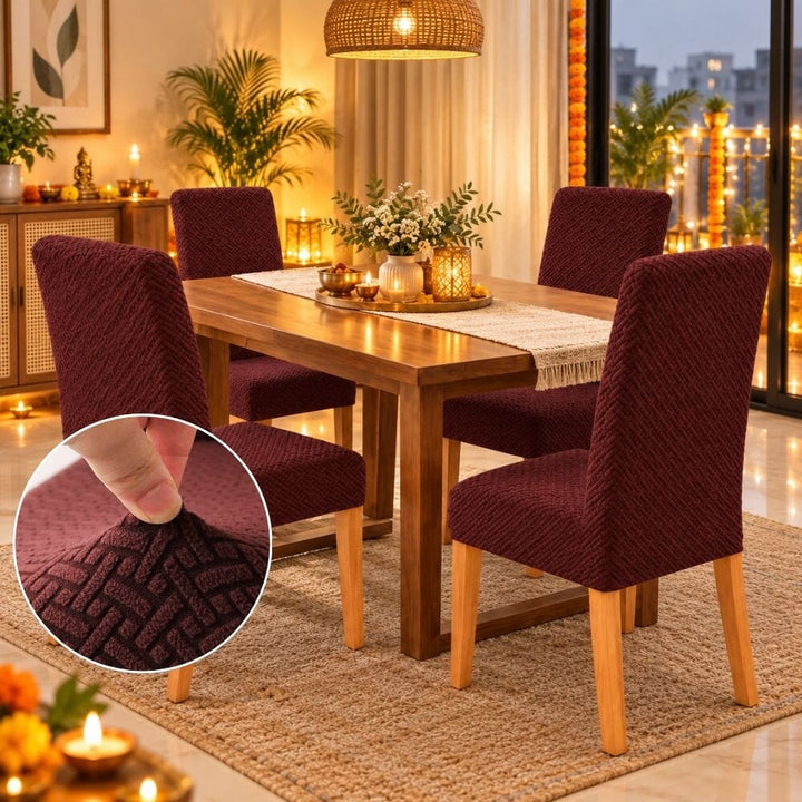 Festive Dining Chair Cover Gift Set — Polar Fleece Chair Cover ( Set of 4 ) gift Great Happy IN 