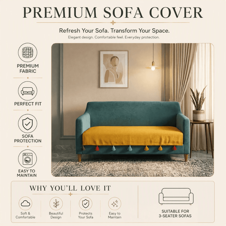 Sadhaa Jute Cotton Sofa Cover jute sofa cover Great Happy IN 
