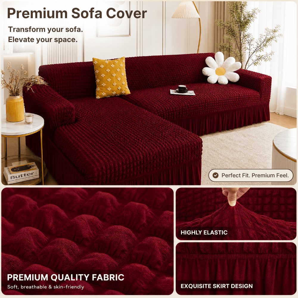 Maroon Bubble Frill Sofa Cover bubble frill sofa cover Great Happy IN 