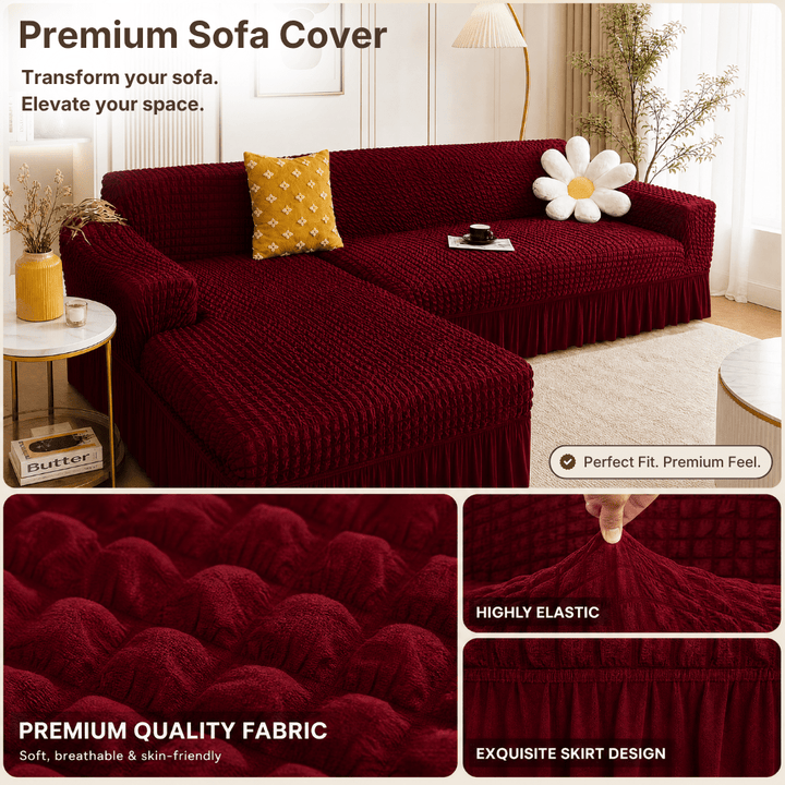 Maroon Bubble Frill Sofa Cover bubble frill sofa cover Great Happy IN 