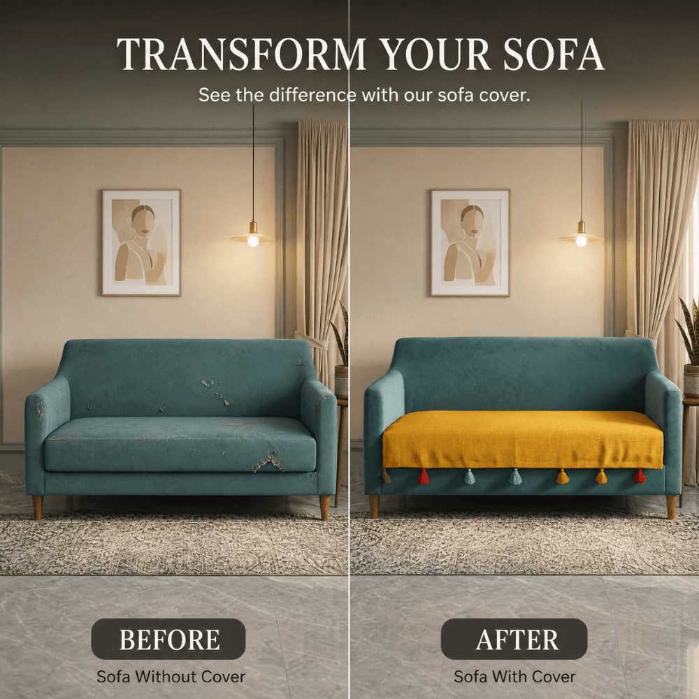 Sadhaa Jute Cotton Sofa Cover jute sofa cover Great Happy IN 