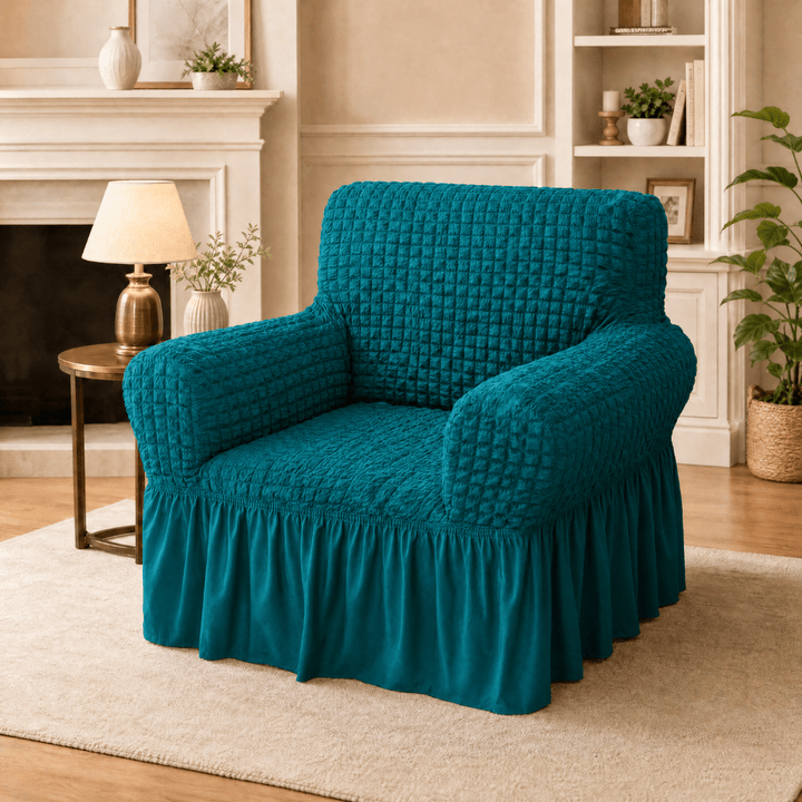 Teal Bubble Frill Sofa Cover Great Happy IN 1 Seater 