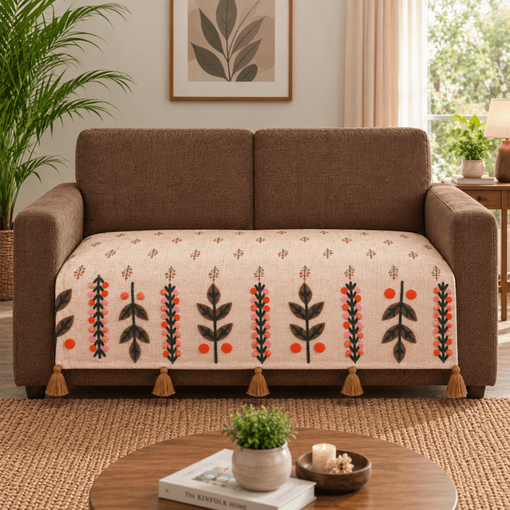Jute Look Cotton Sofa Cover jute sofa cover Great Happy IN 