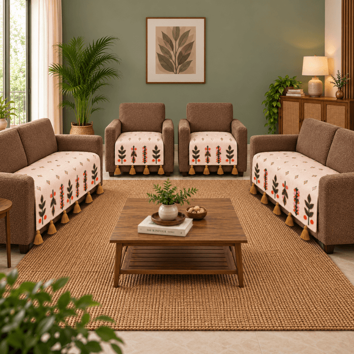 Jute Look Cotton Sofa Cover jute sofa cover Great Happy IN 