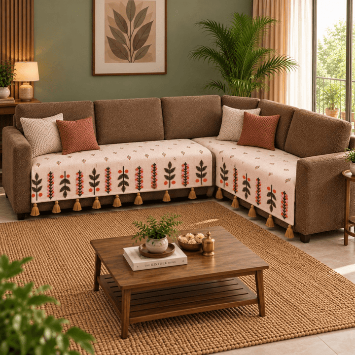 Jute Look Cotton Sofa Cover jute sofa cover Great Happy IN 