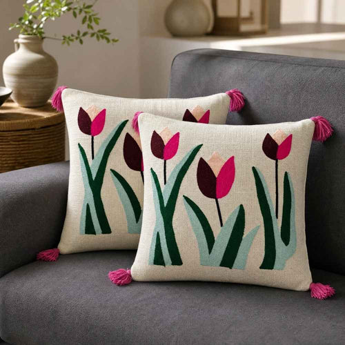 Artisan Embroidered Large Cushion Covers 24x24 Inch