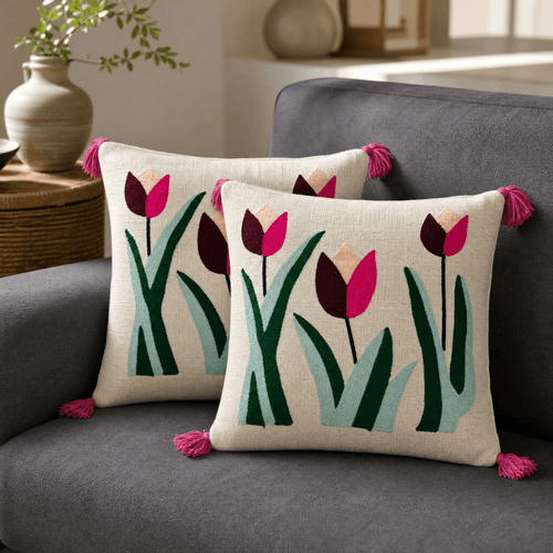 Artisan Embroidered Large Cushion Covers 24x24 Inch