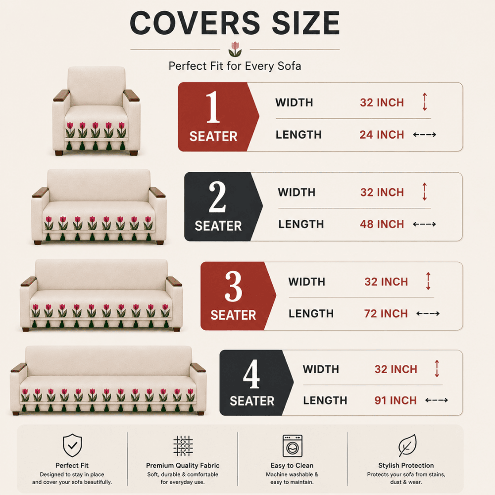 Kashmir Tulip Jute Cotton Sofa Cover