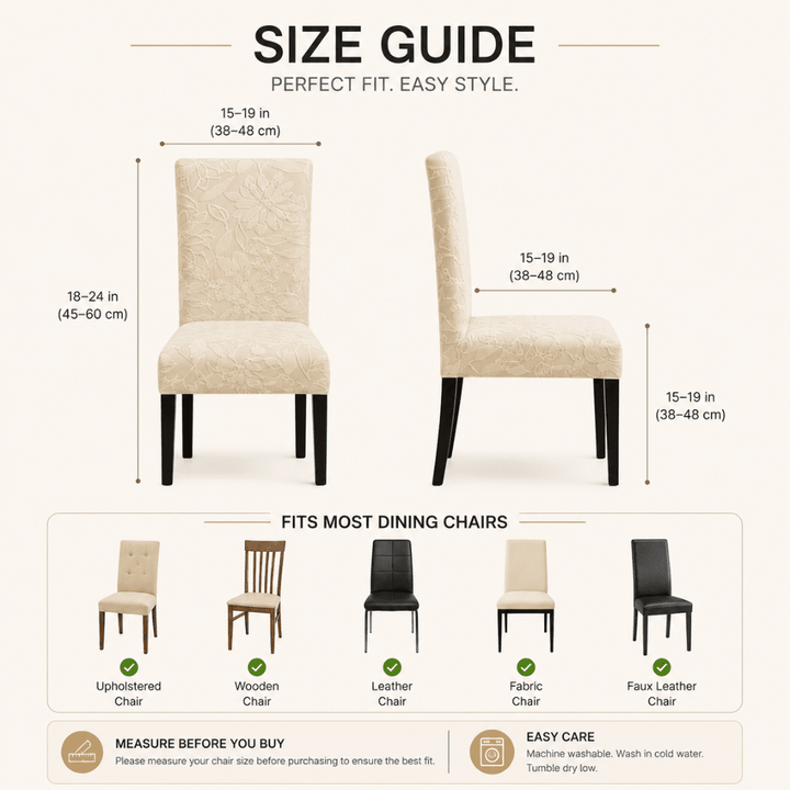 Beige Jacquard Chair Cover- Stretchable & Elastic Fitted jacquard chair cover Great Happy IN 
