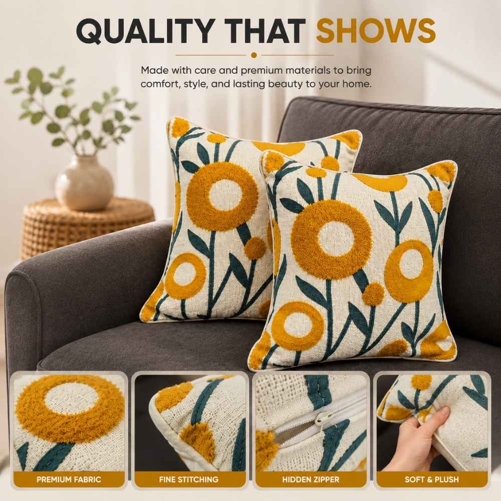 Genda Grove Artisan Embroidered Cushion Covers 16 × 16