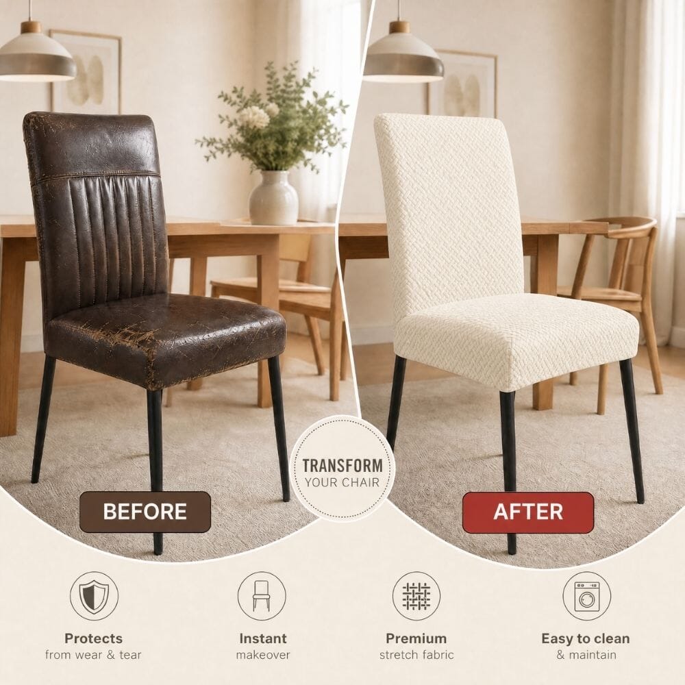 White Polar Fleece Premium Chair Cover - Stretchable & Elastic Fitted polar fleece chair cover Great Happy IN 