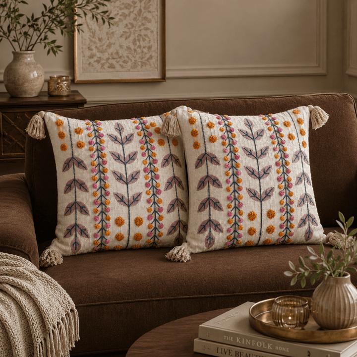 Sage Ivory Jute Cotton Sofa Cover jute sofa cover Great Happy IN Matching Cushion Cover - 2 PCS 