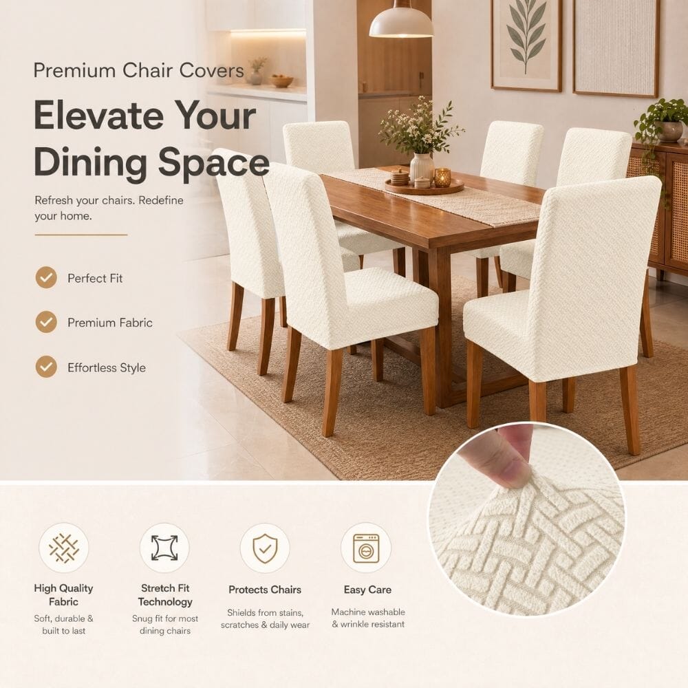White Polar Fleece Premium Chair Cover - Stretchable & Elastic Fitted polar fleece chair cover Great Happy IN 