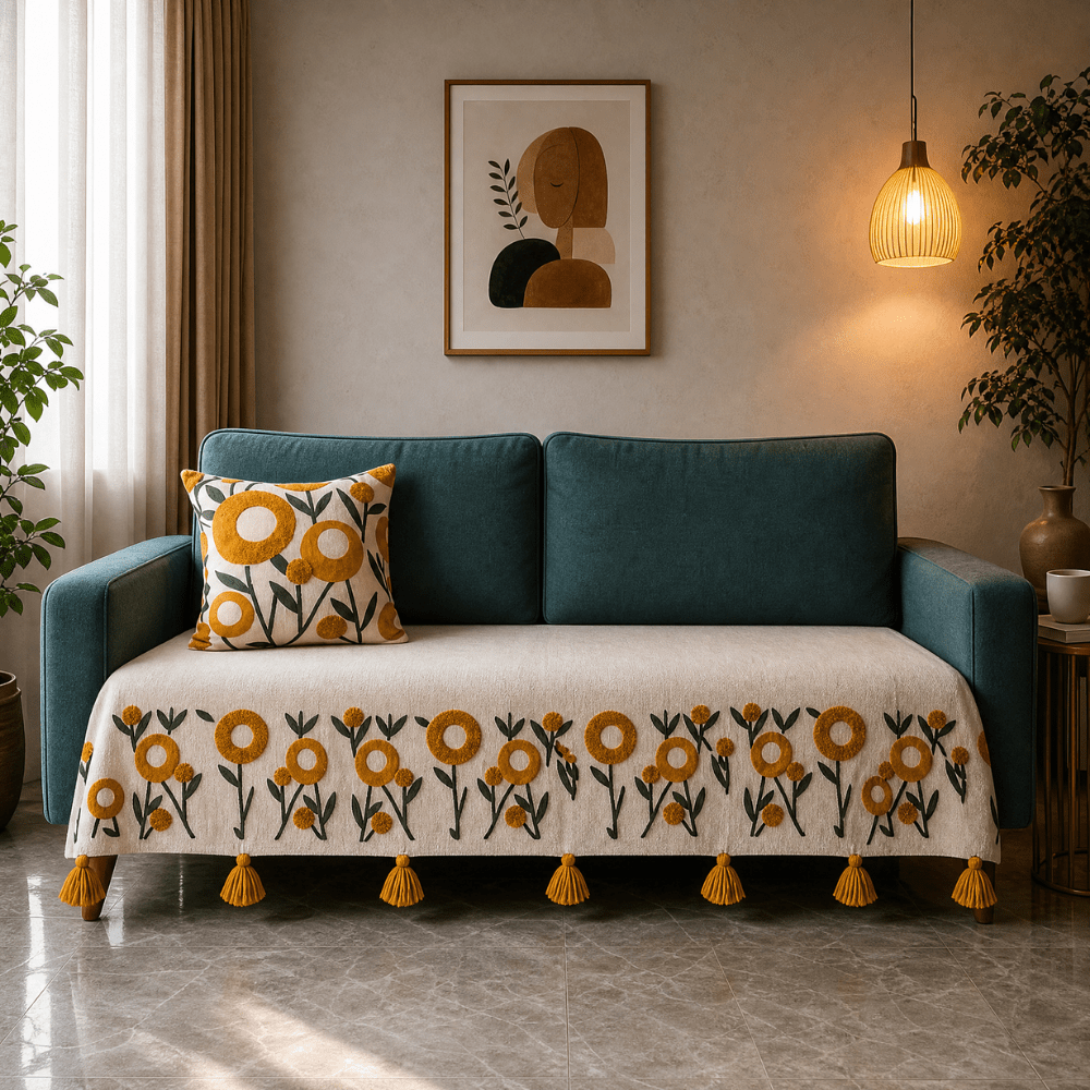 Jute Cotton Sofa Cover jute sofa cover Great Happy IN Genda Tufted 3 Seater 