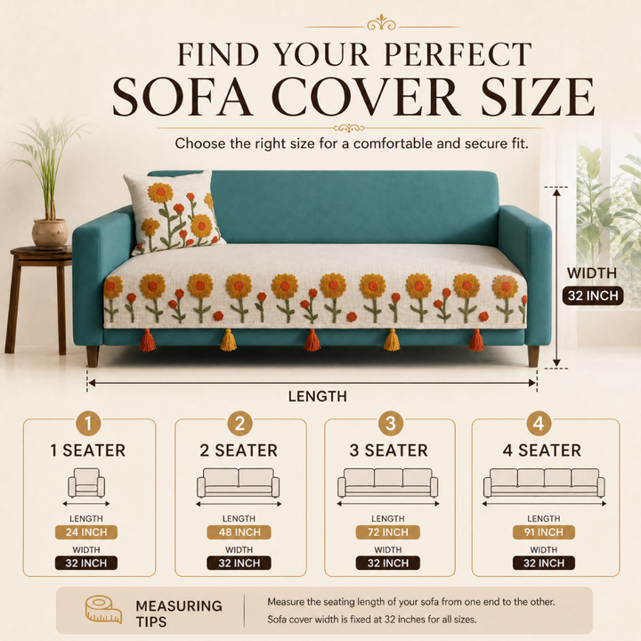 Sunflower Jute Cotton Sofa Cover