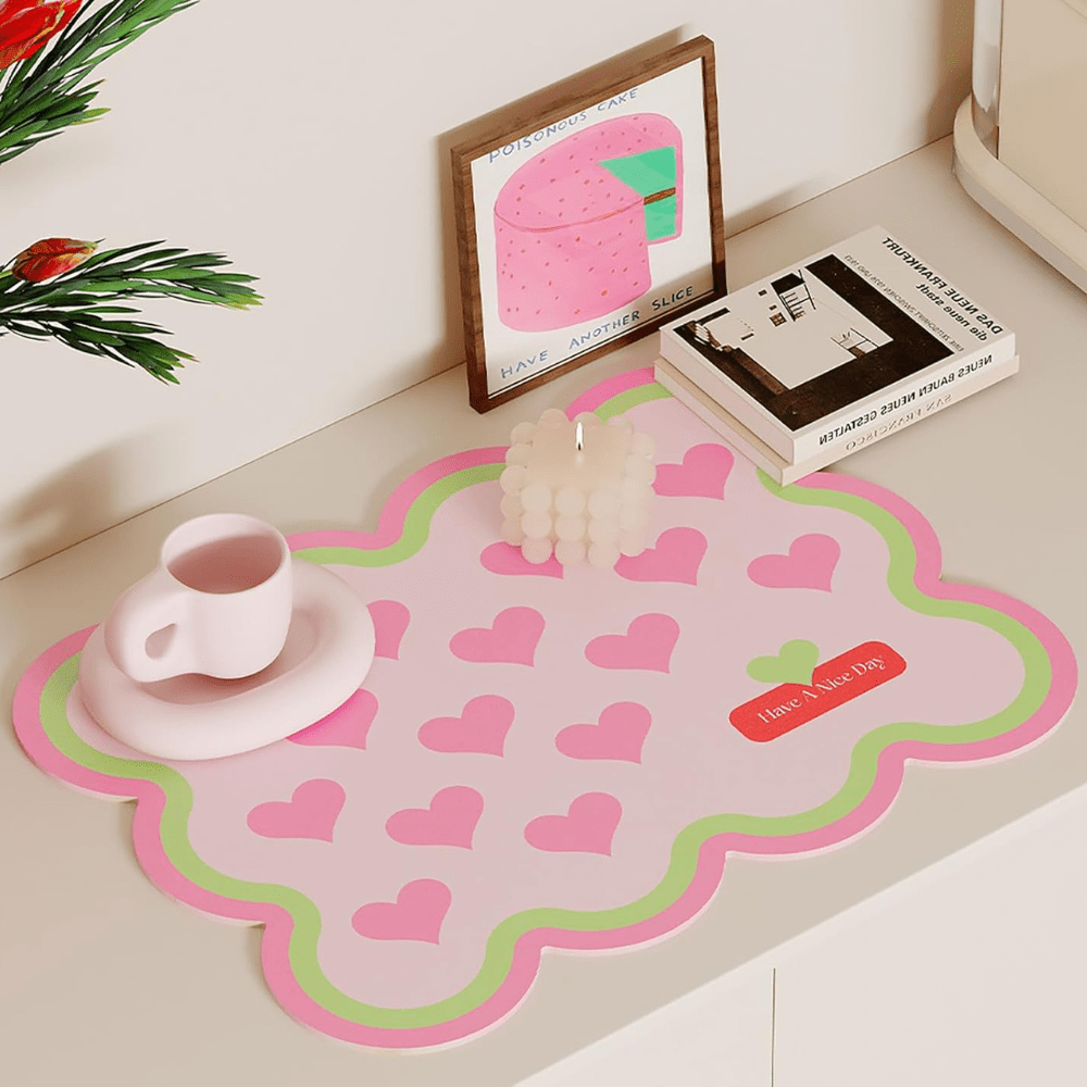 Quick Dry Kitchen Mat Great Happy IN 2 PCS - ₹599 Pink Heart Bliss 