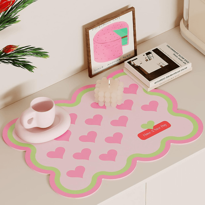 Quick Dry Kitchen Mat Great Happy IN 2 PCS - ₹599 Pink Heart Bliss 