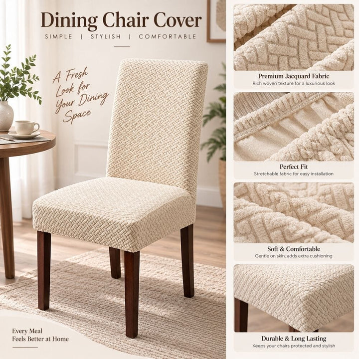 Cream Polar Fleece Premium Chair Cover - Stretchable & Elastic Fitted polar fleece chair cover Great Happy IN 