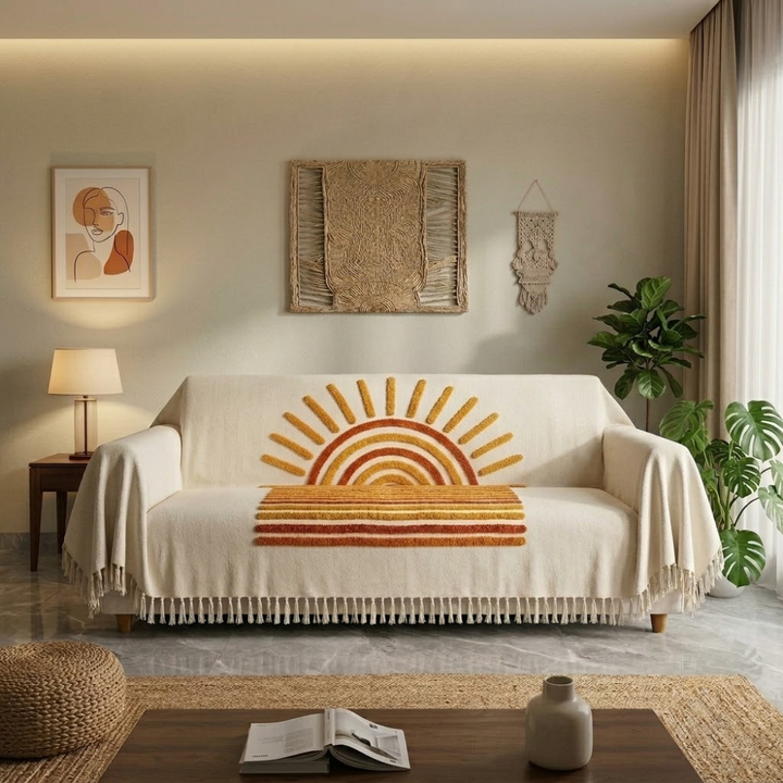 Jute Cotton Sofa Throw