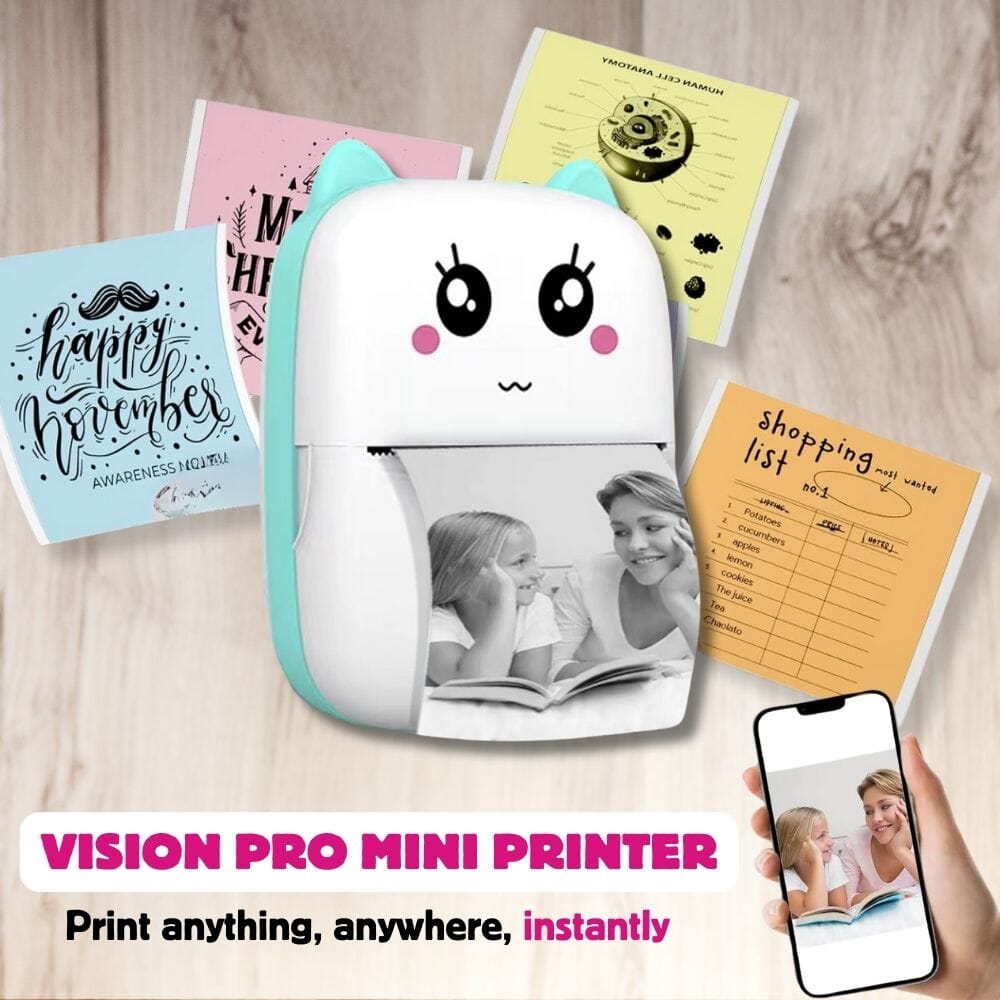 Vision Pro Mini Printer - (1 Sticker Roll Free) Printer Great Happy IN 