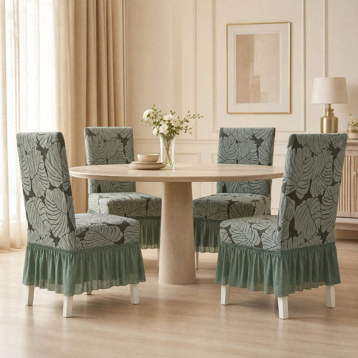 Jacquard Frill Chair Cover — Stretchable, Elastic Fit for Dining Chairs jacquard chair cover Great Happy IN 