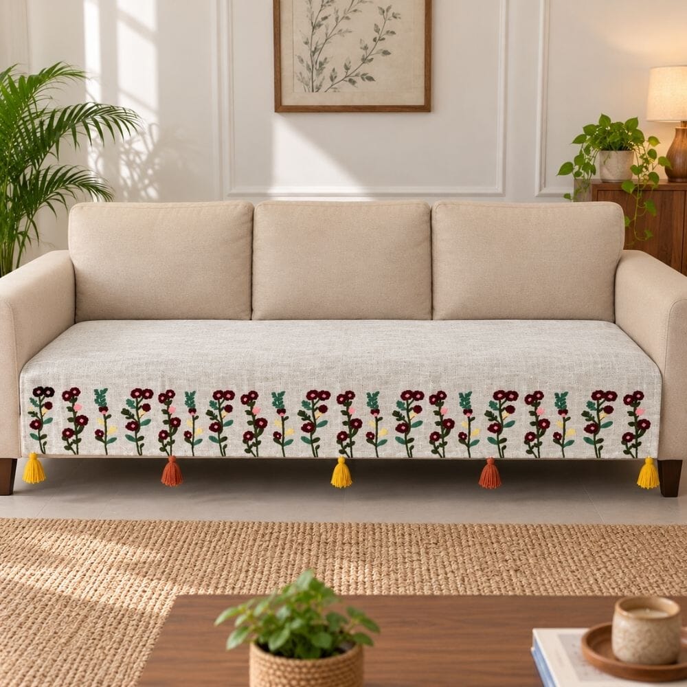 Jute Look Cotton Sofa Cover jute sofa cover Great Happy IN 
