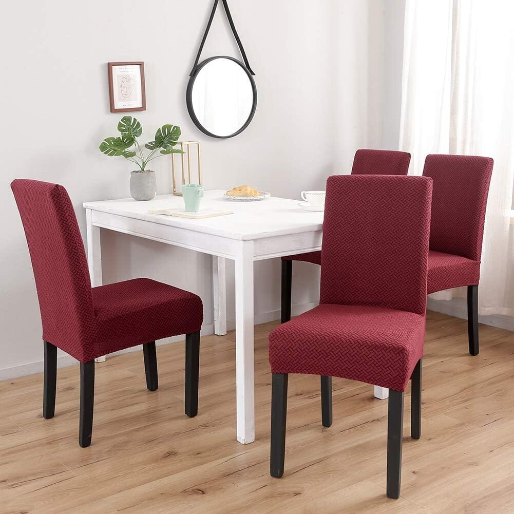 Maroon Polar Fleece Premium Chair Cover - Stretchable & Elastic Fitted Great Happy IN 