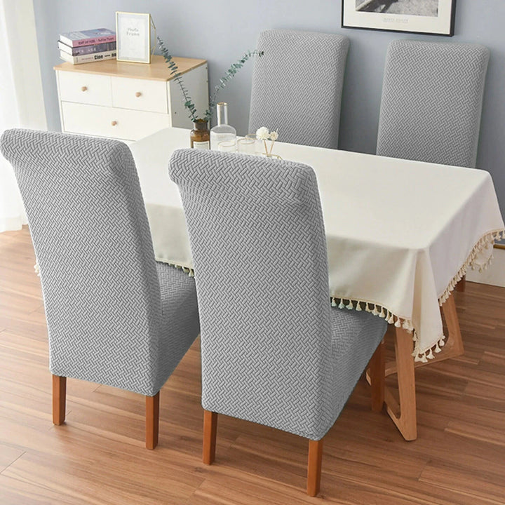 Grey Polar Fleece Premium Chair Cover - Stretchable & Elastic Fitted Great Happy IN 