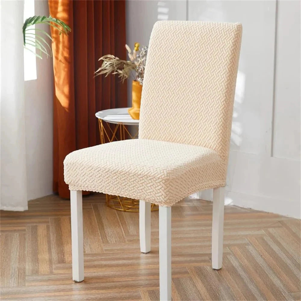 Cream Polar Fleece Premium Chair Cover - Stretchable & Elastic Fitted Great Happy IN 
