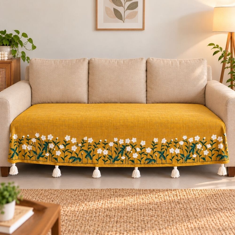 Jute Look Cotton Sofa Cover jute sofa cover Great Happy IN 