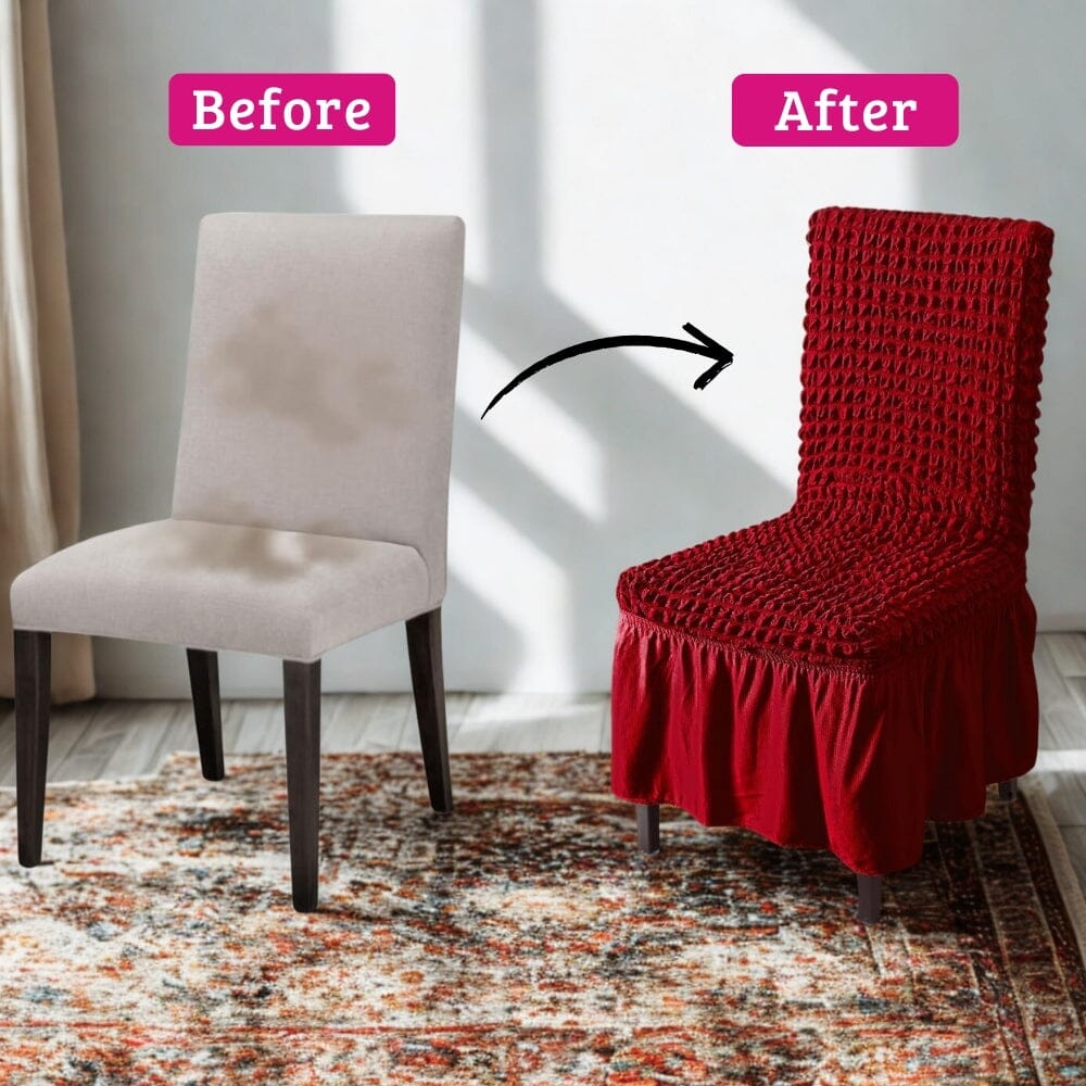 Bubble Frill Chair Cover- Stretchable & Elastic Fitted Great Happy IN 