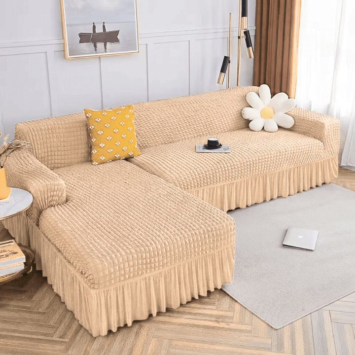 Bubble Frill Sofa Cover Great Happy IN Beige Bubblefrill 3+2(L SHAPE) 