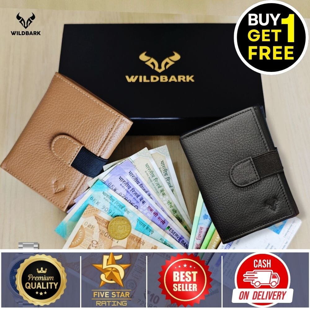 Wildbark Men's Leather Wallet - Slim & RFID Blocking Anti-Theft ( Buy 1 Get 1 Free ) Leather Wallet Great Happy IN 