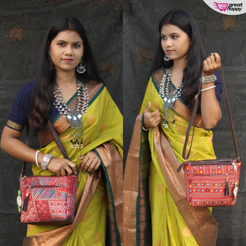 Women's Ikat Sling Bag Great Happy IN 
