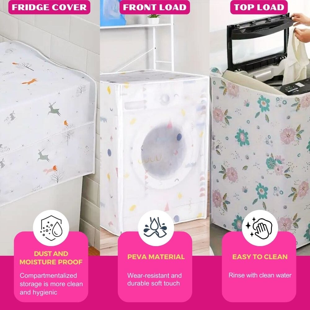 Washing Machine & Fridge Covers Combo Great Happy IN 