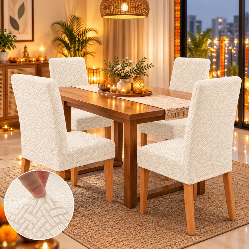 Festive Dining Chair Cover Gift Set — Polar Fleece Chair Cover ( Set of 4 ) gift Great Happy IN 