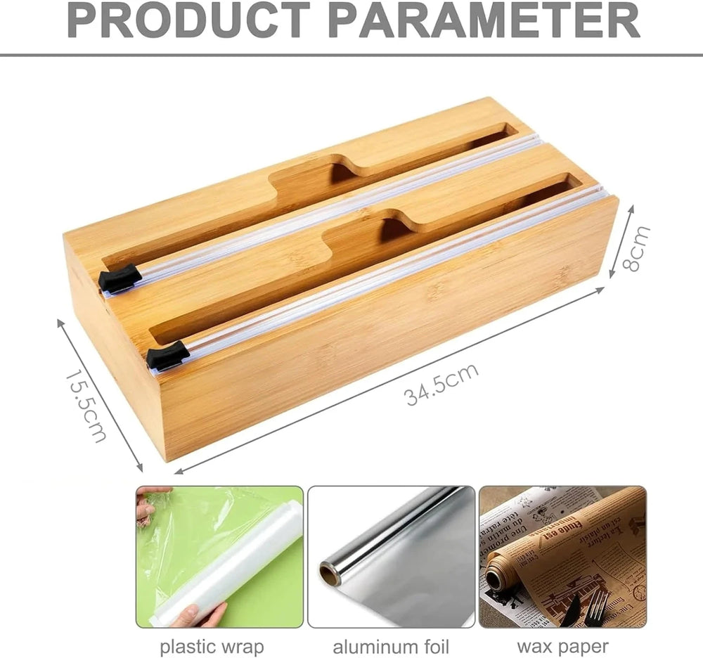 2-in-1 Bamboo Wrap Organizer with Cutter & Label Set Great Happy IN 
