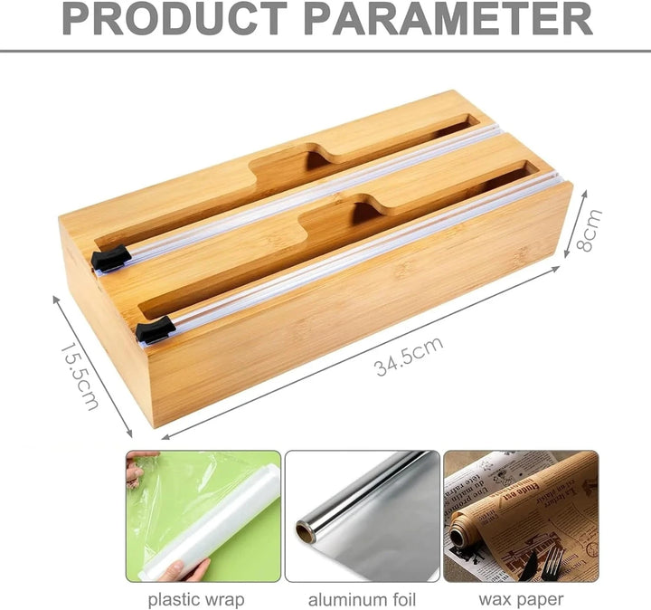 2-in-1 Bamboo Wrap Organizer with Cutter & Label Set Great Happy IN 
