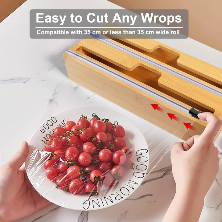 2-in-1 Bamboo Wrap Organizer with Cutter & Label Set Great Happy IN 
