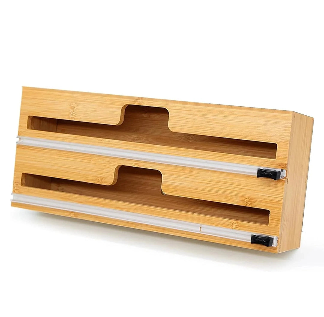 2-in-1 Bamboo Wrap Organizer with Cutter & Label Set Great Happy IN 