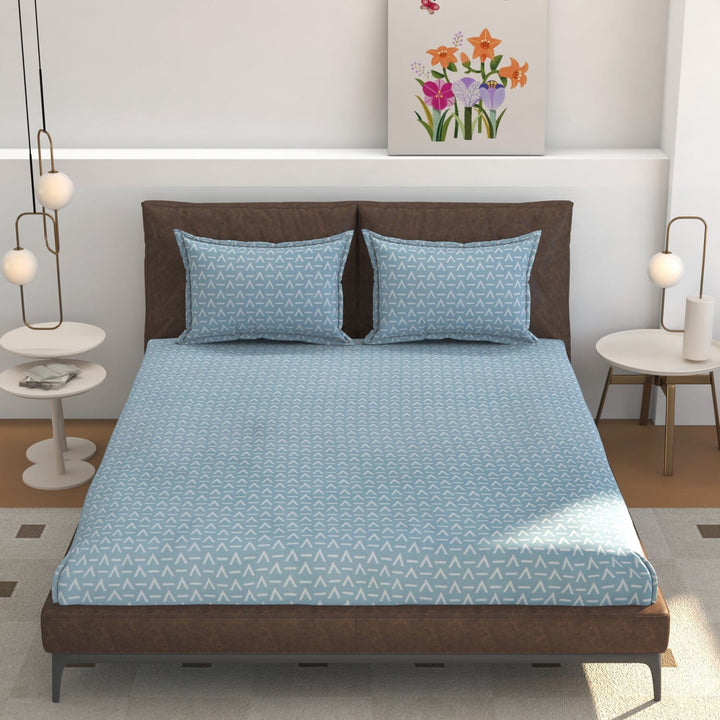 Elastic Fitted Bedsheet (King Size) with 2 Pillow Covers - Buy 2 Get 1 FREE Great Happy IN Aqua Trellis KING SIZE 