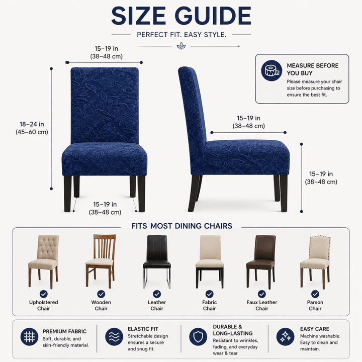 Dark Blue Jacquard Chair Cover- Stretchable & Elastic Fitted jacquard chair cover Great Happy IN 