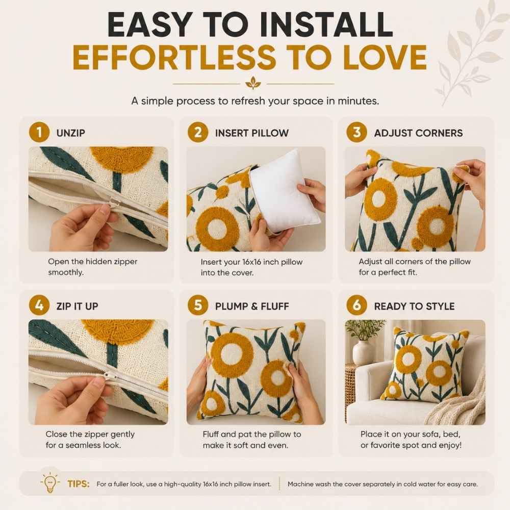 Genda Grove Artisan Embroidered Cushion Covers 16 × 16