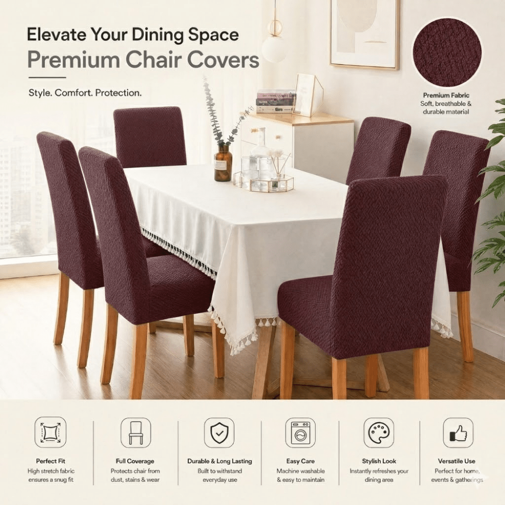 Dark Brown Polar Fleece Premium Chair Cover - Stretchable & Elastic Fitted polar fleece chair cover Great Happy IN 