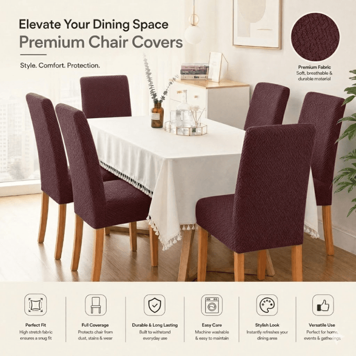 Dark Brown Polar Fleece Premium Chair Cover - Stretchable & Elastic Fitted polar fleece chair cover Great Happy IN 