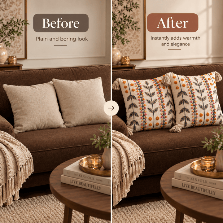 Sage Meadow Artisan Embroidered Cushion Covers 16 × 16 cushion cover Great Happy IN 