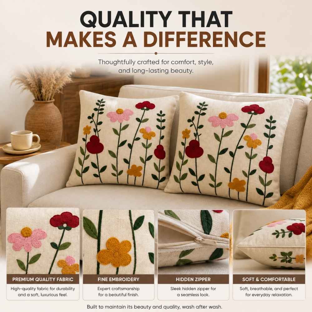 Gulbahar Artisan Embroidered Cushion Covers 16 × 16 cushion cover Great Happy IN 